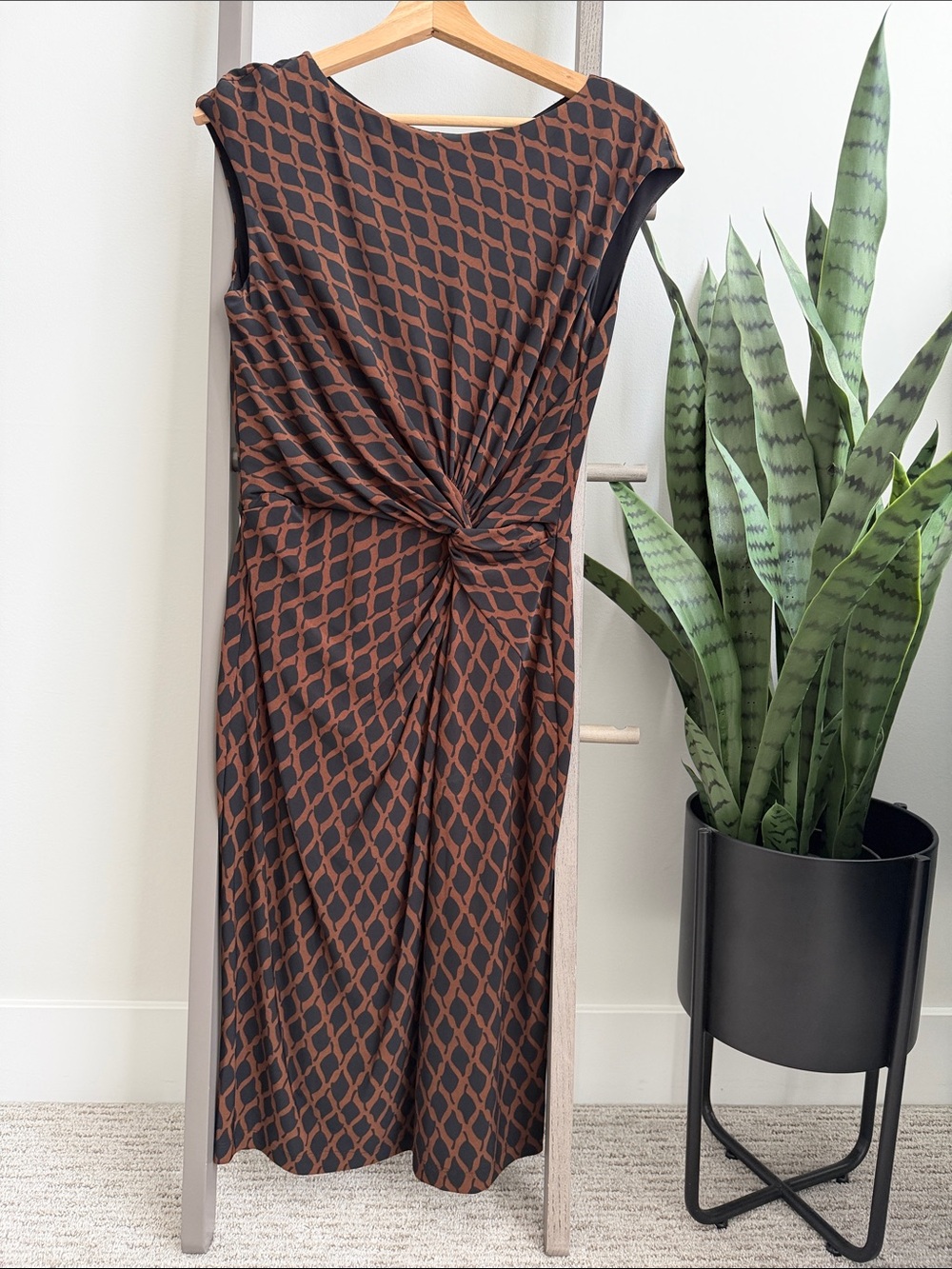 Ralph Lauren Cap-sleeved Geometric Twist-Front Dress